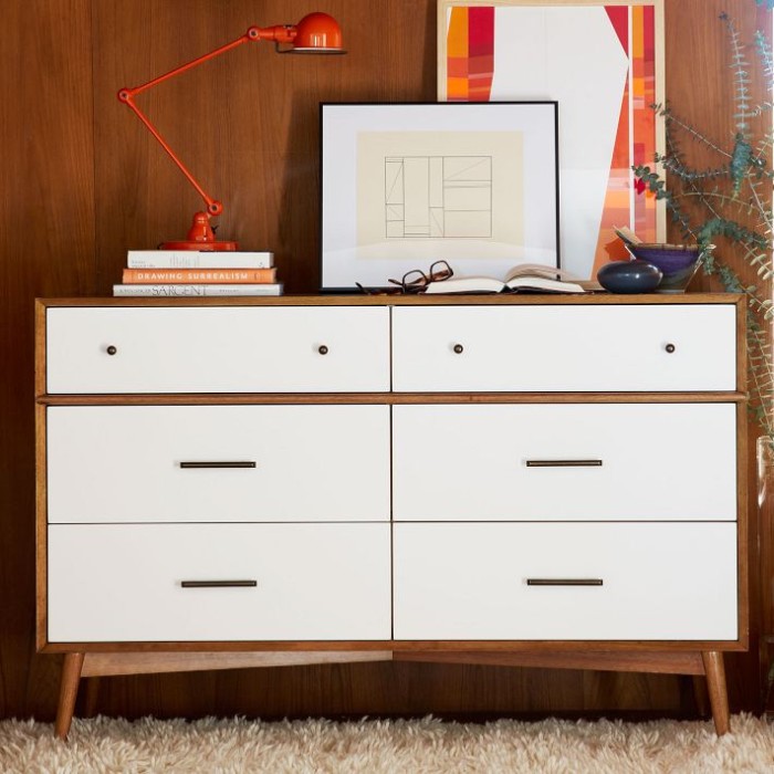 Mid Century Modern Dresser DIY. Painting and Staining laminate wood dresser refinishing  |  Intentionandgrace.com #DIY 