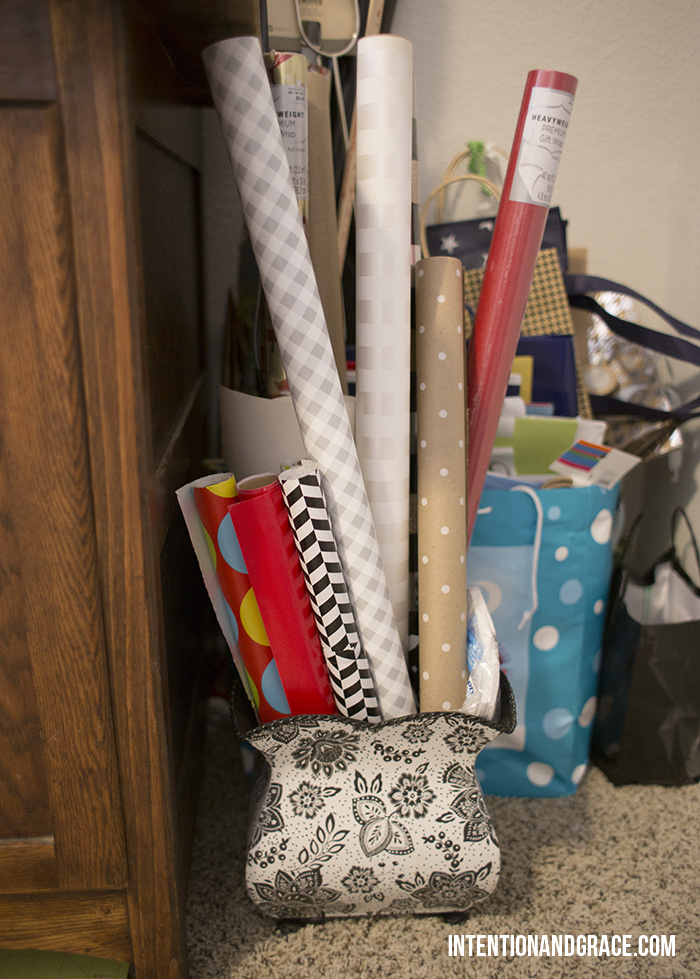 Wrapping paper storage solution