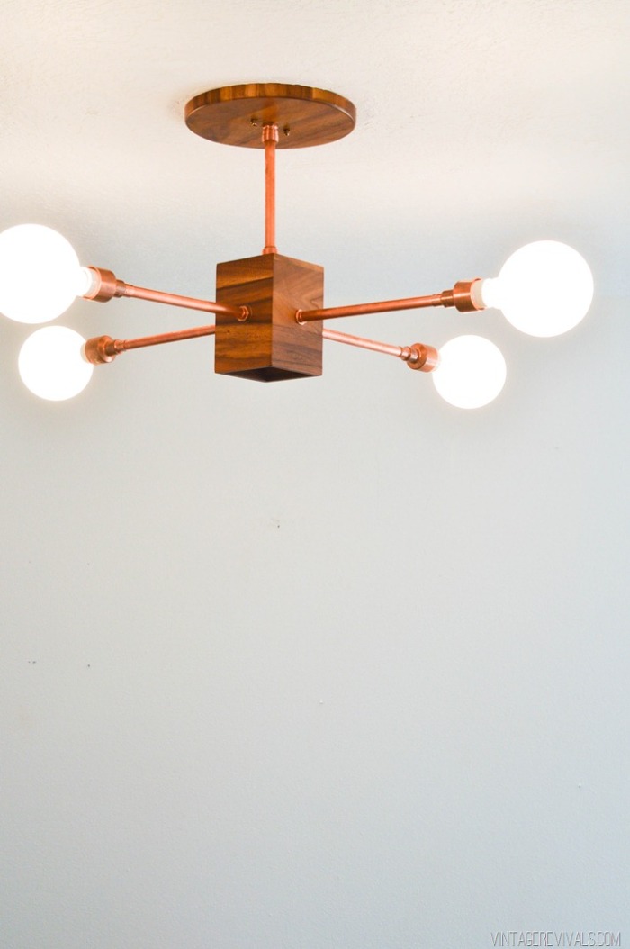 DIY copper and wood light