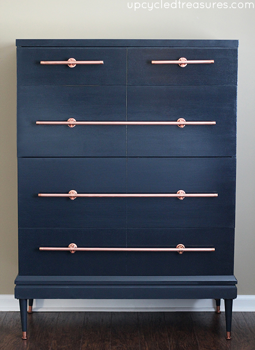 diy copper pull handles on a dresser makeover